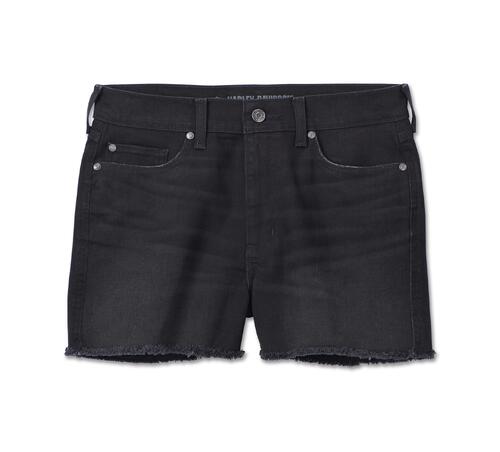 SHORTS-DENIM,HIGH RISE,BLACK