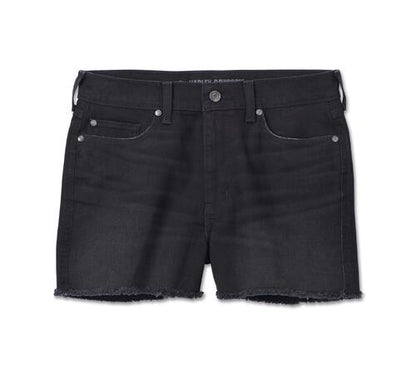 SHORTS-DENIM,HIGH RISE,BLACK