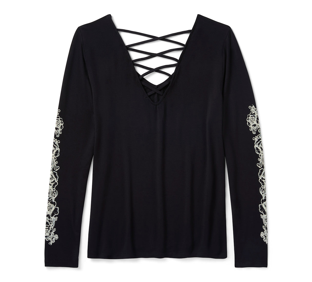 T-shirt à manches longues orné de strass pour femme - 96644-25VW