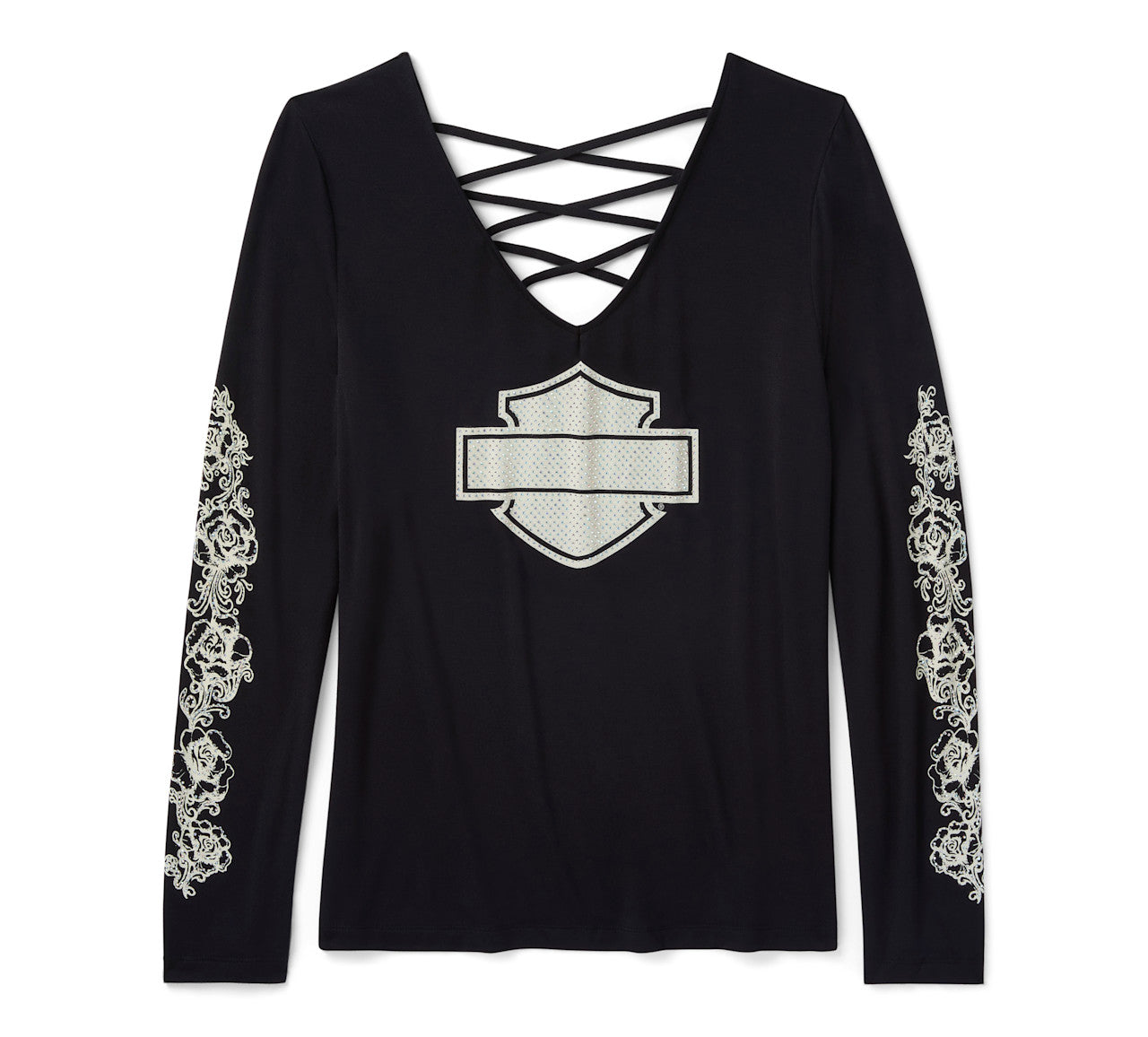 T-shirt à manches longues orné de strass pour femme - 96644-25VW