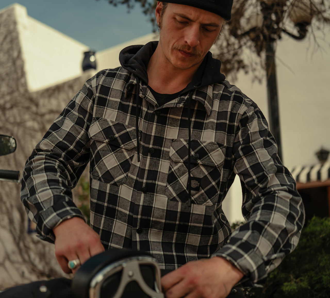 Chemise à carreaux à manches longues et capuche pour homme - 96730-25VM