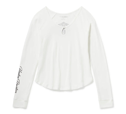 T-shirt Henley à encolure en V pour femme - 96758-25VW