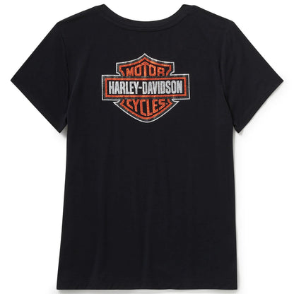 T-shirt à manches courtes et col en V orné du logo B&S pour femme - 96767-25VW