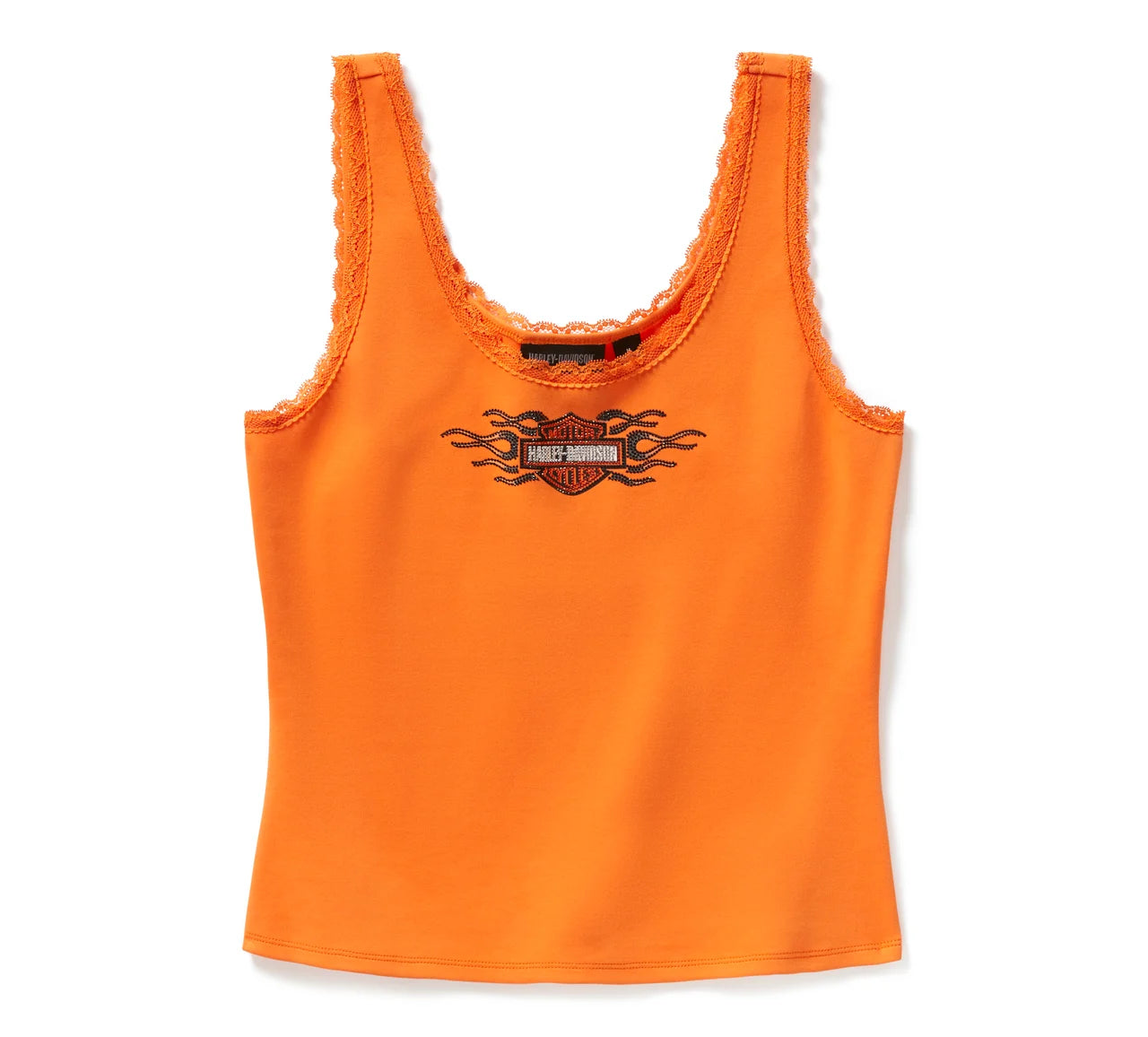 Débardeur femme style vintage flammes avec bordure en dentelle et strass - 96774-25VW