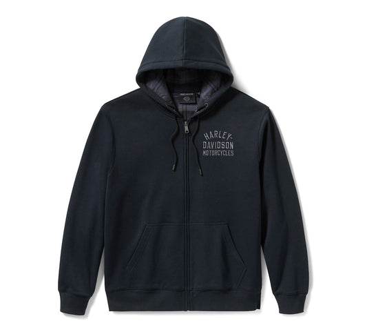 Sweat à capuche zippé doublé à carreaux pour homme - 96783-25VM