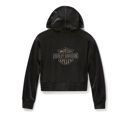 Sweat à capuche zippé en velours pour femme - 96819-25VW