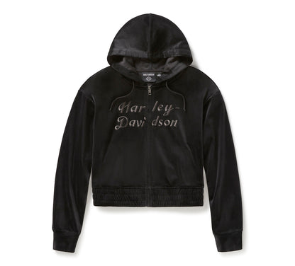 Sweat à capuche zippé en velours pour femme - 96819-25VW