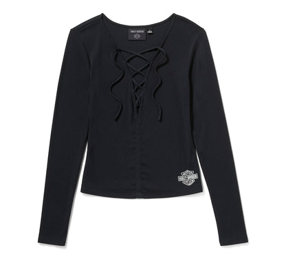 Haut à lacets à manches longues pour femme - 96839-25VW