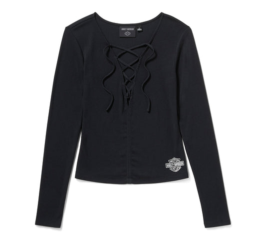 Haut à lacets à manches longues pour femme - 96839-25VW