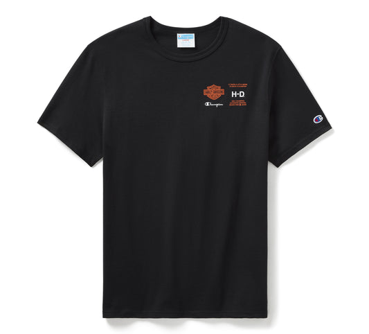 T-shirt Champion x Harley-Davidson Fanatic - Champion noir et orange (96870-24VM)