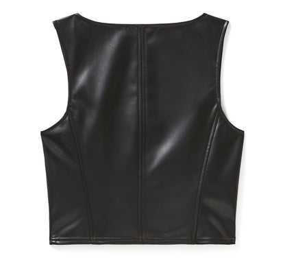 Bustier en similicuir à fermeture éclair pour femme - 97020-25VW