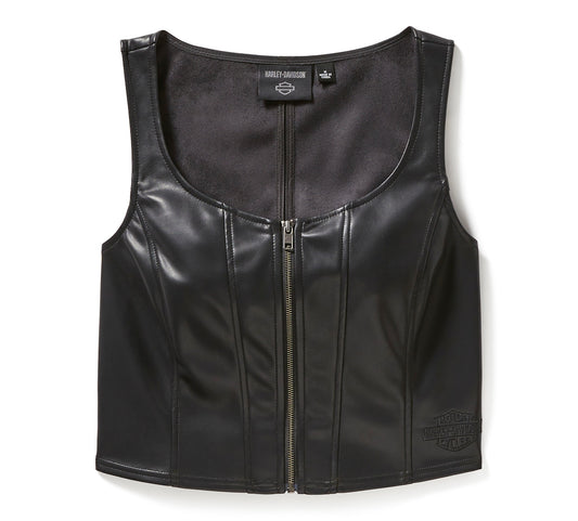 Bustier en similicuir à fermeture éclair pour femme - 97020-25VW