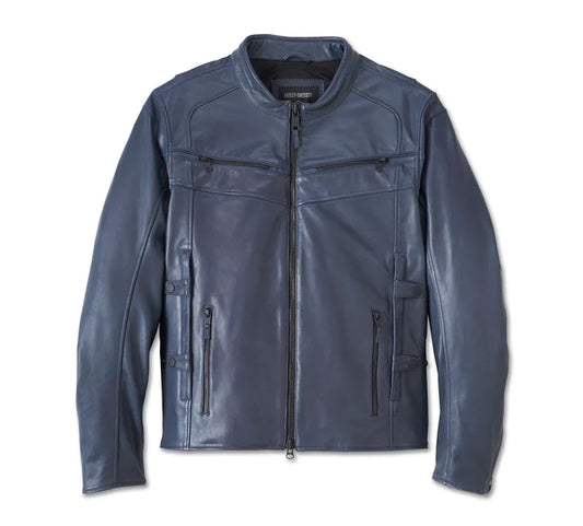 Veste en cuir pour homme Capitol Triple Vent System 2.0 - Bleu ombré - 97022-24VM