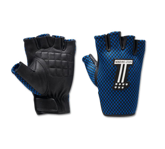 Gants sans doigts en tricot Dyna n°1 pour hommes - Harley Black & Lapis Blue (97119-24vm)