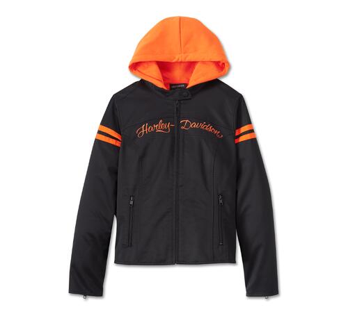 JACKET-WOVEN,COLORBLOCK ORANGE/BLACK