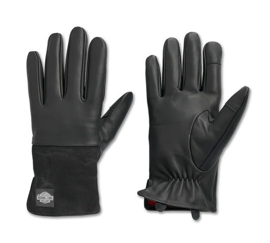 GLOVES-LEATHER/CANVAS,BLACK