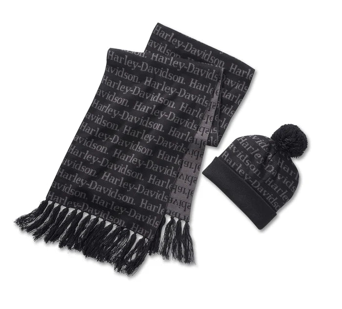 BEANIE/SCARF SET-KNIT,BLACK