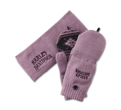 EAR WARMER/GLOVES SET-KNIT,PURPLE