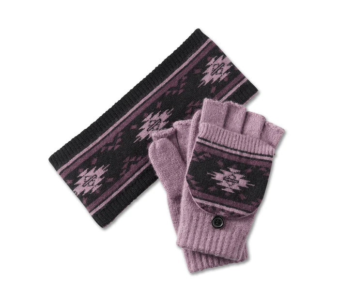 EAR WARMER/GLOVES SET-KNIT,PURPLE