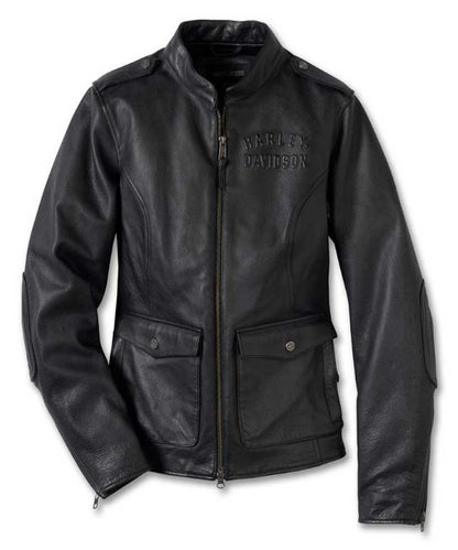 Veste en cuir Captains pour femme, noire - 98018-23VW