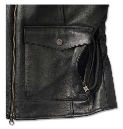 Veste en cuir Captains pour femme, noire - 98018-23VW