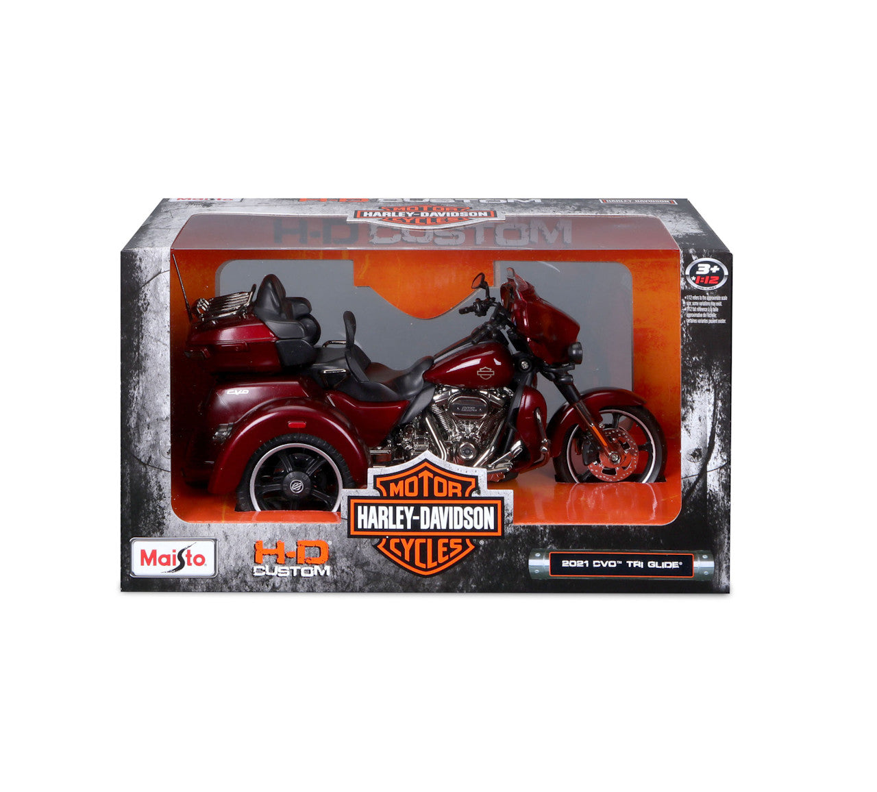 Voiture miniature HD à l'échelle 1:12, modèle réduit 2021 CVO Tri Glide - 32337-00/ROUGE