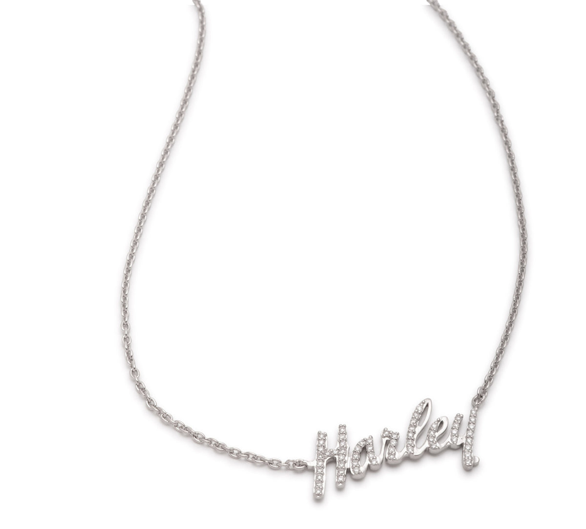 Collier Harley Script en argent sterling 925 de 40 cm avec diamants de laboratoire - 34N00375