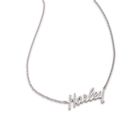 Collier Harley Script en argent sterling 925 de 40 cm avec diamants de laboratoire - 34N00375