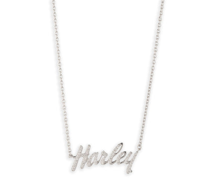Collier Harley Script en argent sterling 925 de 40 cm avec diamants de laboratoire - 34N00375