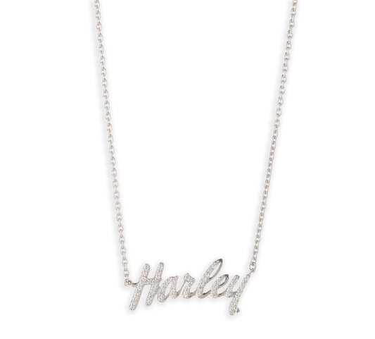 Collier Harley Script en argent sterling 925 de 40 cm avec diamants de laboratoire - 34N00375