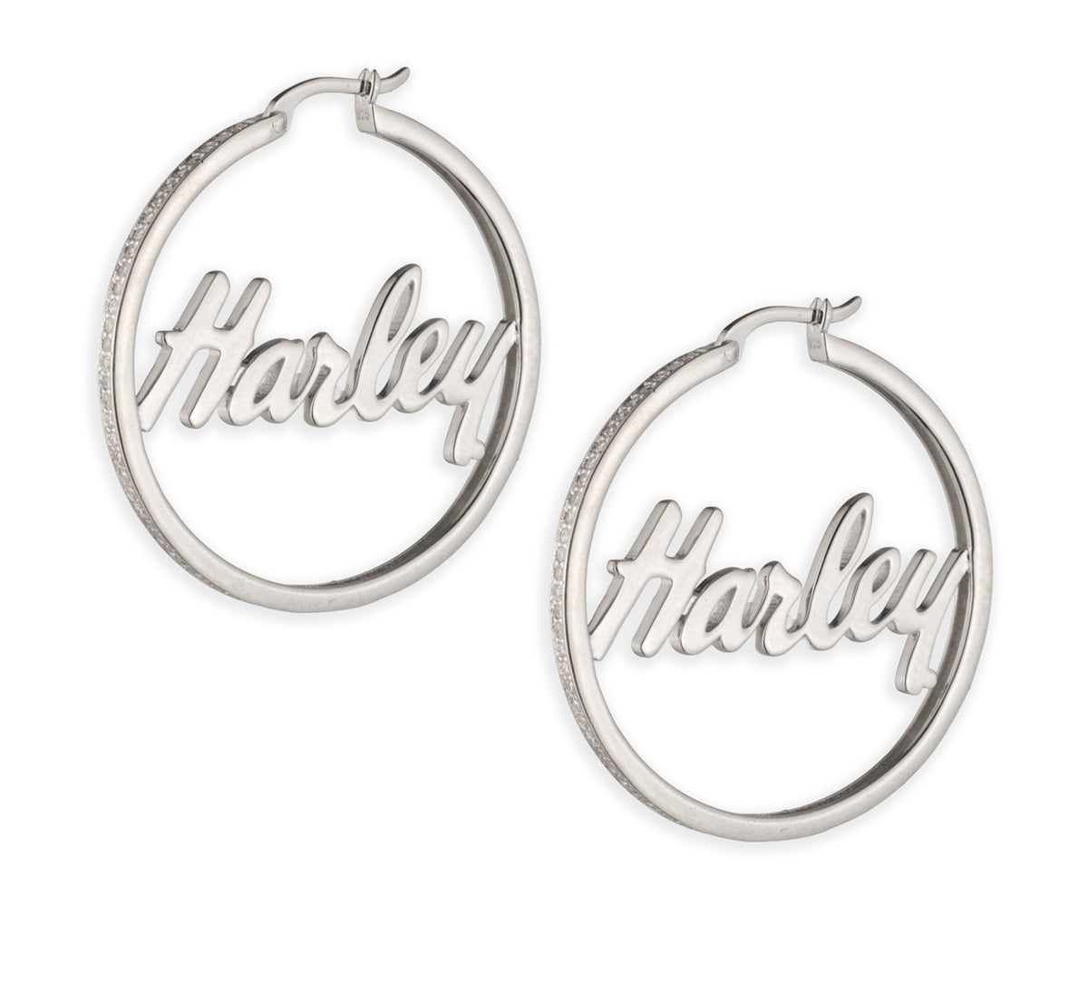 Boucles d'oreilles créoles pavées de diamants de laboratoire en argent sterling - 34G00302