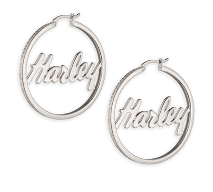 Boucles d'oreilles créoles pavées de diamants de laboratoire en argent sterling - 34G00302