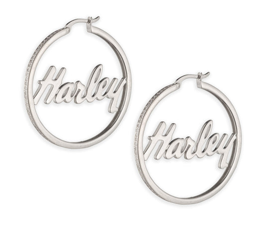 Boucles d'oreilles créoles pavées de diamants de laboratoire en argent sterling - 34G00302