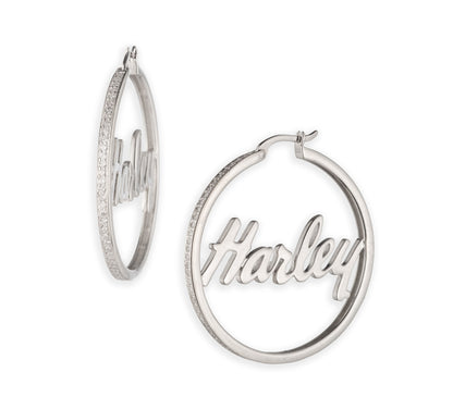 Boucles d'oreilles créoles pavées de diamants de laboratoire en argent sterling - 34G00302
