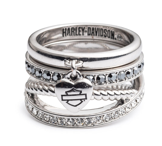 Bague triple empilable pour femme avec breloque B&S - 34R0072*