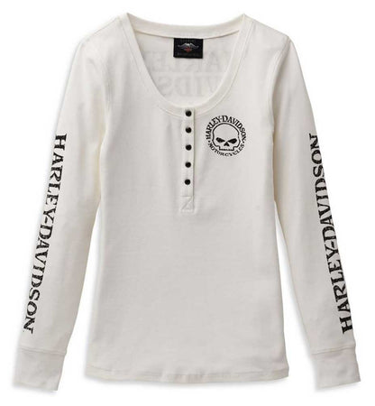 T-shirt Henley à manches longues et boutons-pression pour femme - 99100-22VW