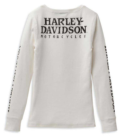 T-shirt Henley à manches longues et boutons-pression pour femme - 99100-22VW