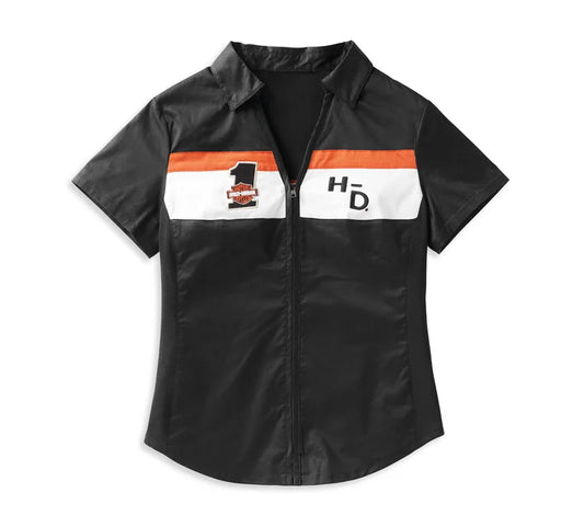 Chemise à rayures ras du cou et fermeture éclair sur le devant pour femme - 99114-22VW