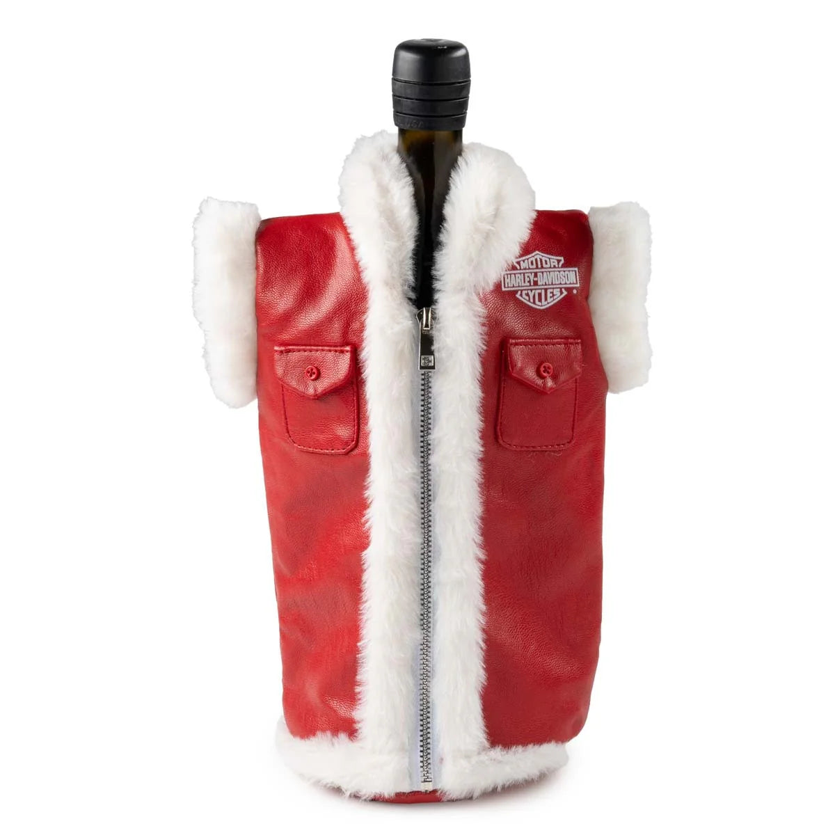 Gilet de Père Noël motard avec refroidisseur de bouteille de vin - HDX-98552