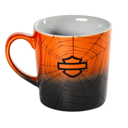 Mug en céramique Harley-Davidson Halloween 2025 Open B&S à motif toile d'araignée - HDX-98686