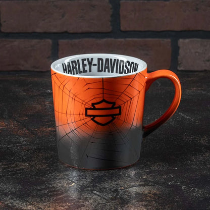Mug en céramique Harley-Davidson Halloween 2025 Open B&S à motif toile d'araignée - HDX-98686