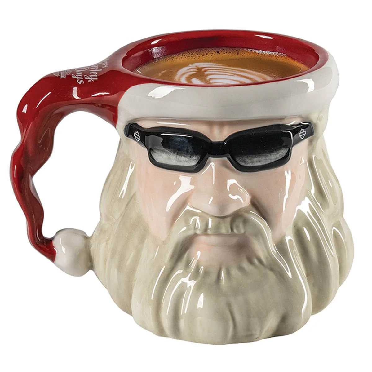 Mug en céramique Harley-Davidson sculpté représentant un motard et le Père Noël - HDX-98690