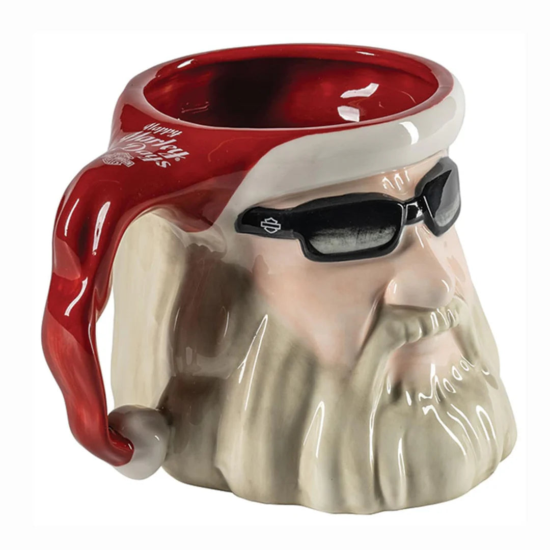 Mug en céramique Harley-Davidson sculpté représentant un motard et le Père Noël - HDX-98690