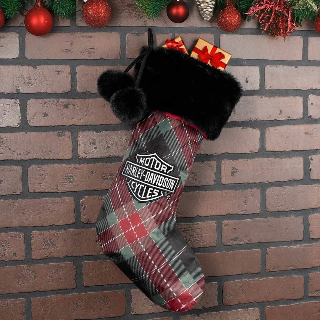 Chaussette de Noël Harley-Davidson Holiday en fausse fourrure - HDX-99348
