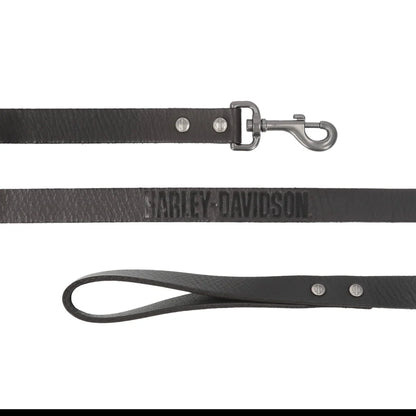 Laisse pour animaux de compagnie en cuir véritable gaufré H-D - MPC260-BLACK
