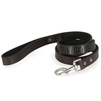 Laisse pour animaux de compagnie en cuir véritable gaufré H-D - MPC260-BLACK