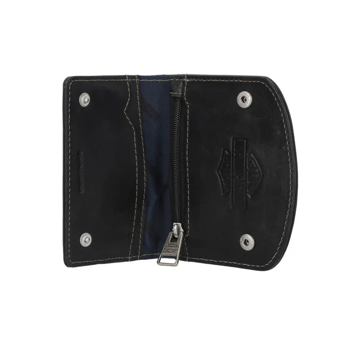 Portefeuille à rabat pression en cuir lisse pour homme HD® - MWM009-BLACK