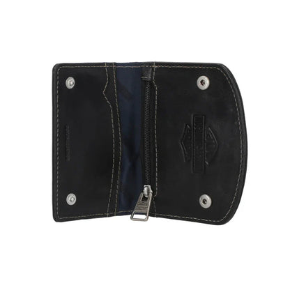 Portefeuille à rabat pression en cuir lisse pour homme HD® - MWM009-BLACK