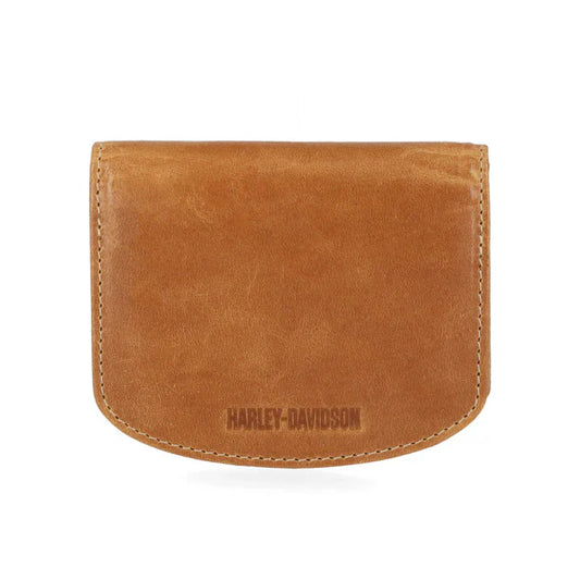 Portefeuille à rabat pression en cuir lisse pour homme HD® - MWM009-COGNAC