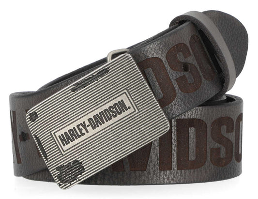 Ceinture en cuir véritable à répétition du logo Grunge HD pour homme Harley-Davidson® – Noir (BMM049-BLACK)